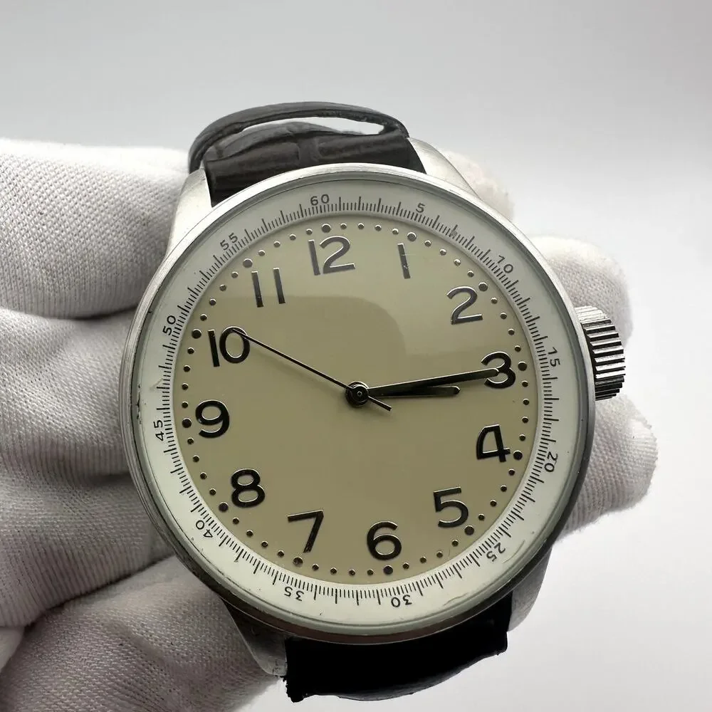 Merona FMDM233 Quartz Watch Silver Tone Case Cream Dial Black Strap